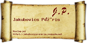 Jakubovics Páris névjegykártya